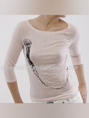 L.A.M.B. by Gwen Stefani Light Pink Microphone Graphic Raglan All Ovet Me Top